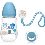 Set Regalo - Biberon, Ciuccio e Porta Ciuccio - Celeste