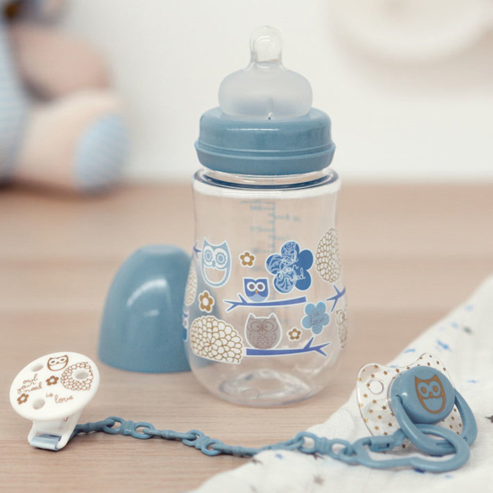 Set Regalo - Biberon, Ciuccio e Porta Ciuccio - Celeste