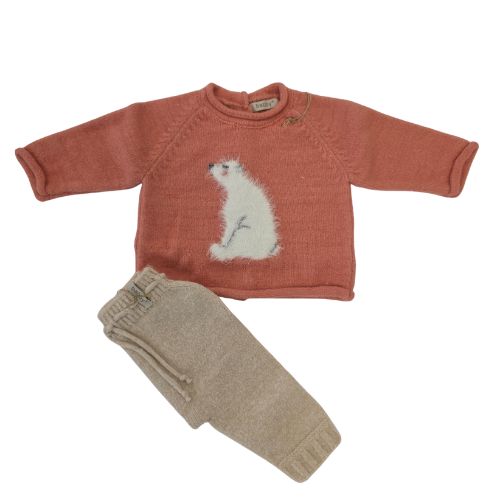 Completo Nascita Neonato in Misto Lana - Orso Polare