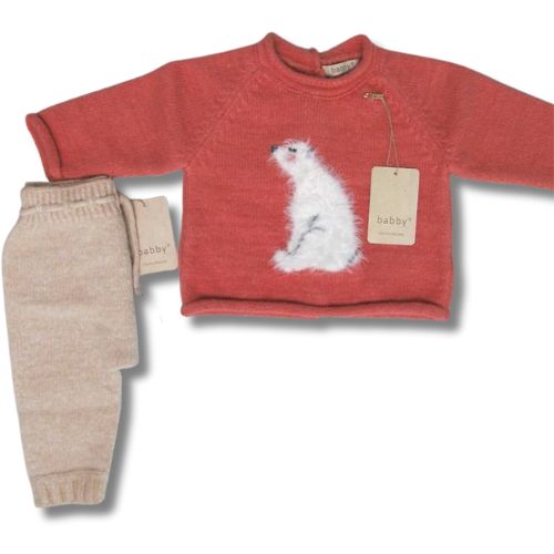 Completo Nascita Neonato in Misto Lana - Orso Polare