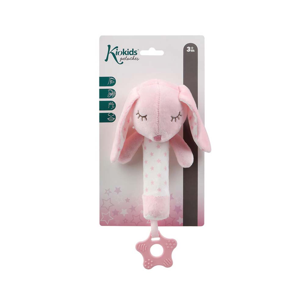 Sonaglio Neonato Peluche con Massaggiagengive - Coniglietto Rosa
