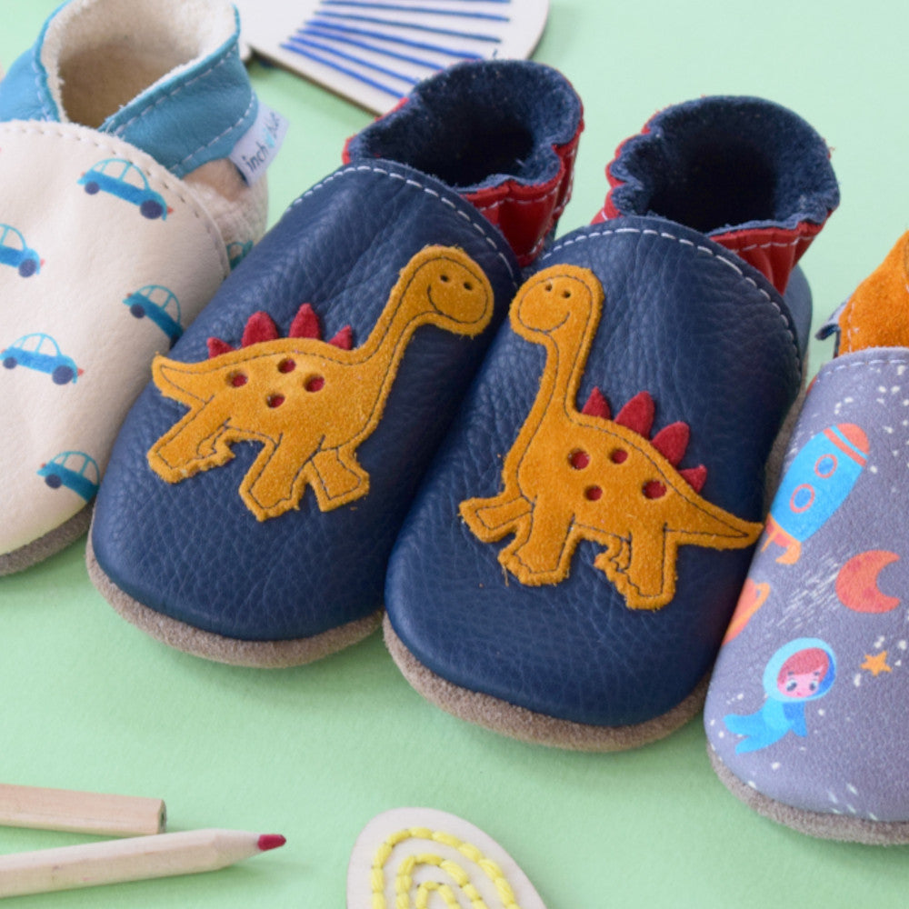 babbucce neonato in pelle inch blue