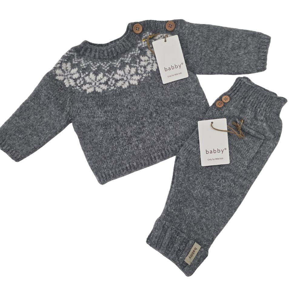Completo Neonato in Cotone Organico - Grigio