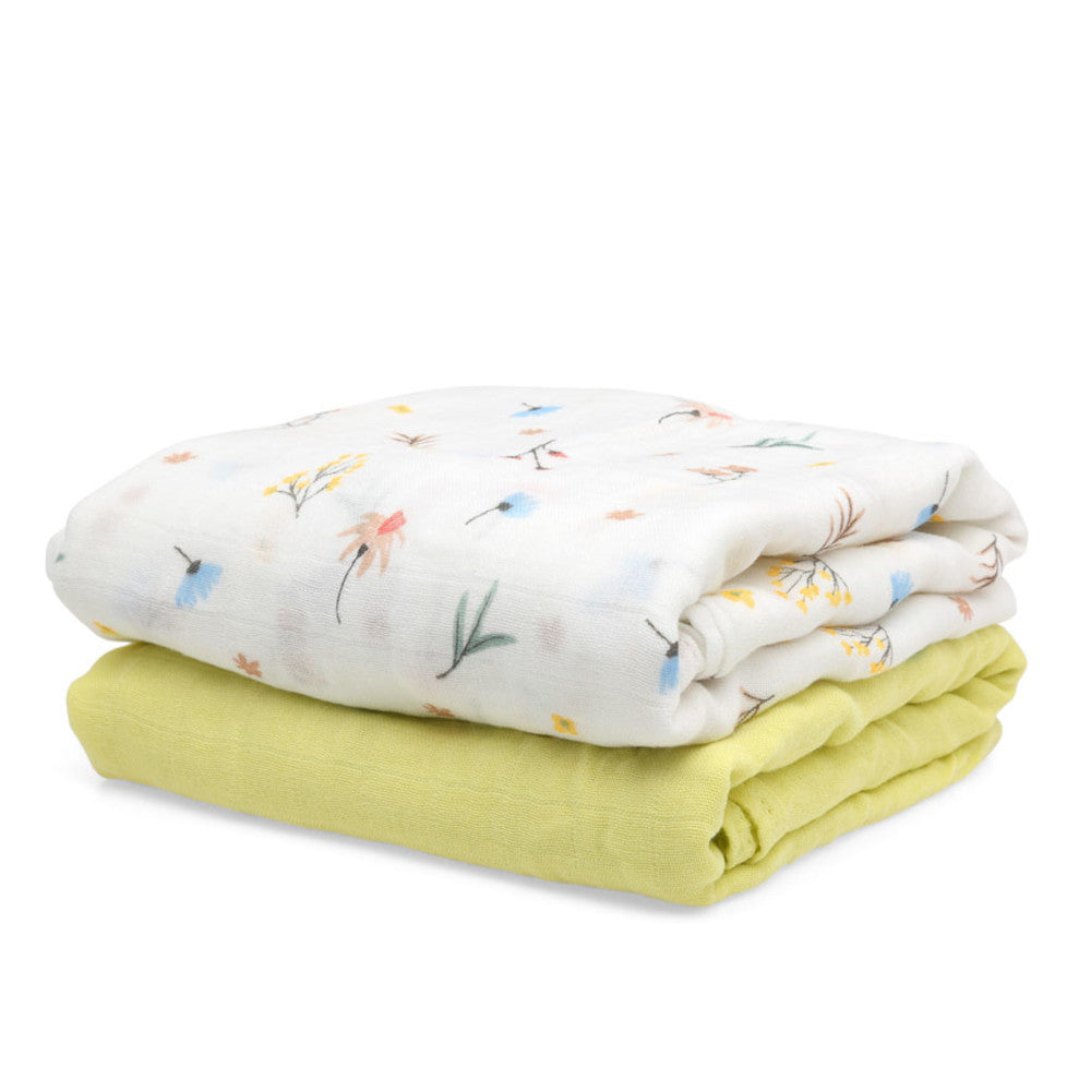 Set 2 Copertina in Mussola di Bamboo Giallo 