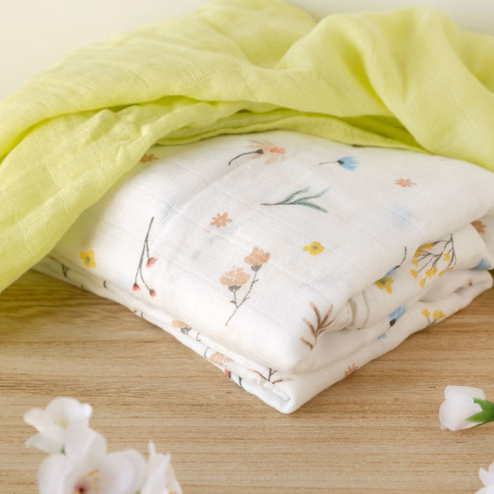 Set 2 Copertina in Mussola di Bamboo Giallo Vendita Online