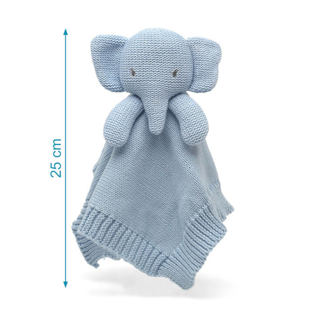 Doudou Neonato Nascita in Cotone Elefante Celeste 25 cm - Kiokids 