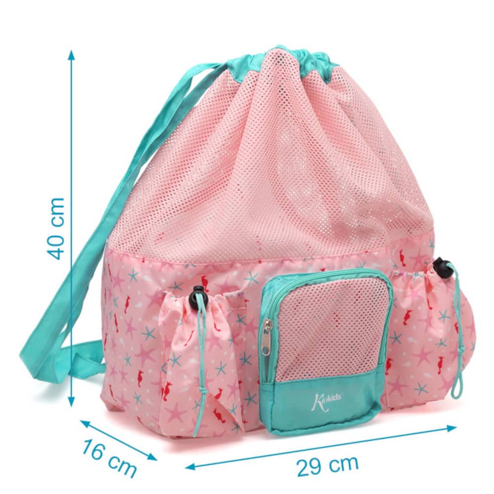 Borsa da spiaggia in rete per bambini - Rosa - Kiokis