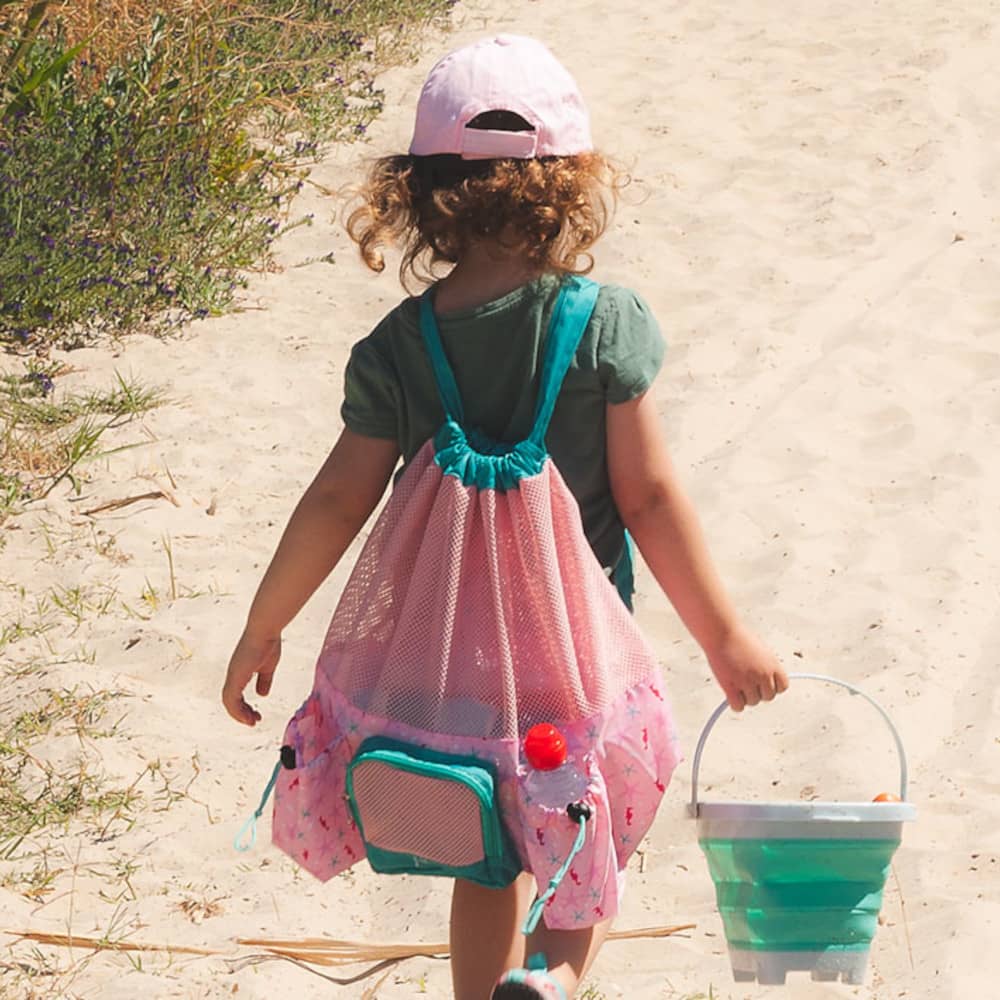 Borsa da spiaggia in rete per bambini - Rosa - Kiokis