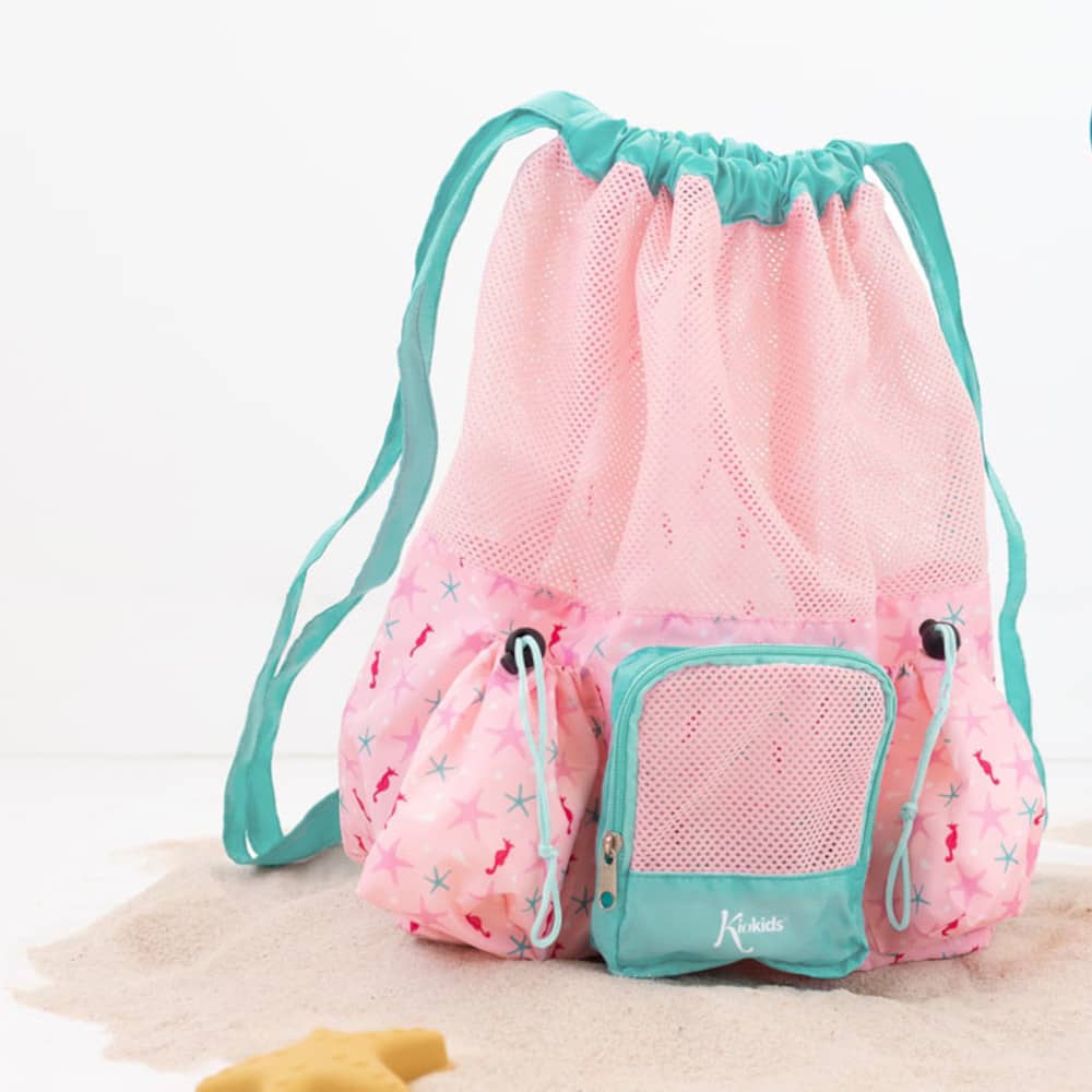 Borsa da spiaggia in rete per bambini - Rosa - Kiokis