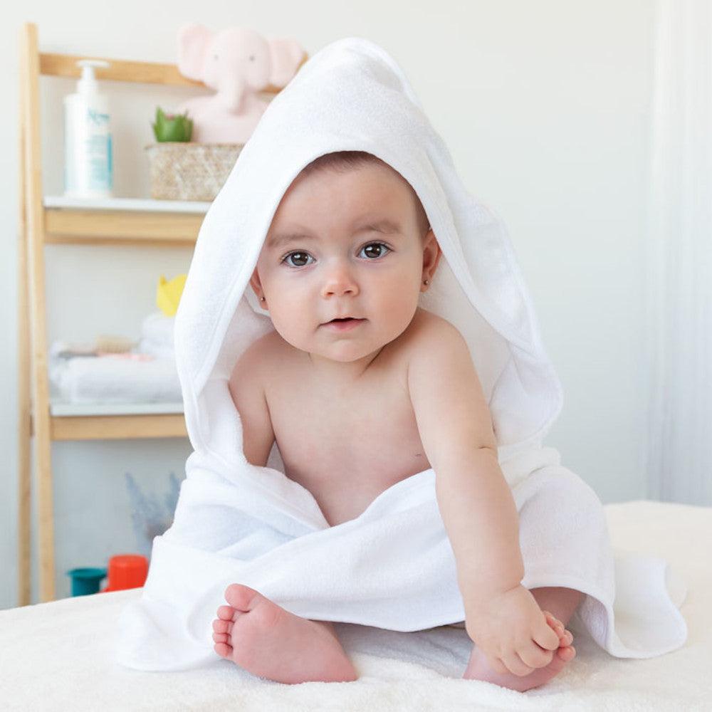 Accappatoio Neonato Asciugamano a Triangolo in Bamboo Bianco
