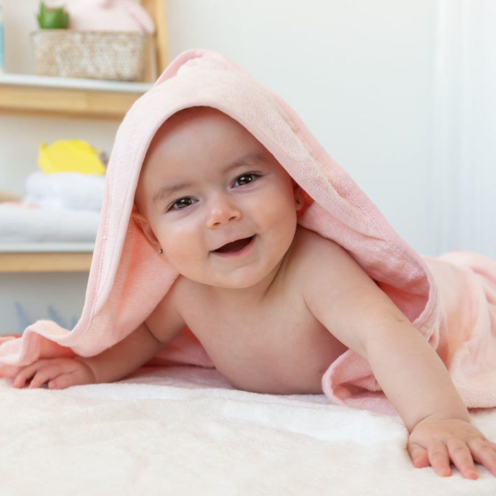 Accappatoio Neonato Asciugamano a Triangolo in Bamboo Rosa