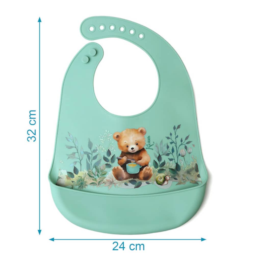 Bavaglino in silicone con tasca - verde - Kiokids