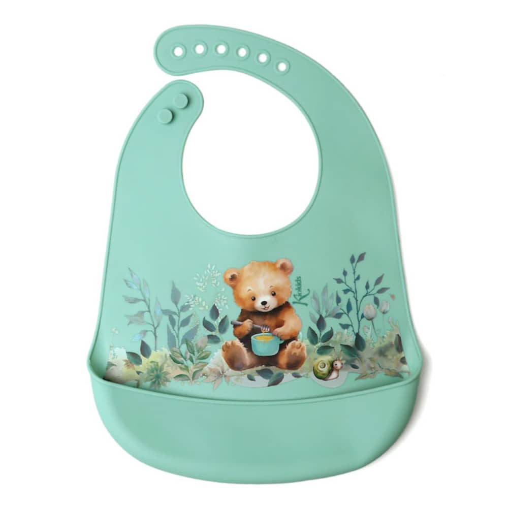 Bavaglino in silicone con tasca - verde - Kiokids