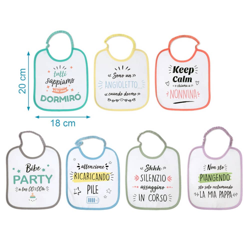 SET 7 BAVAGLINI BAMBINO IMPERMEABILI IN COTONE 