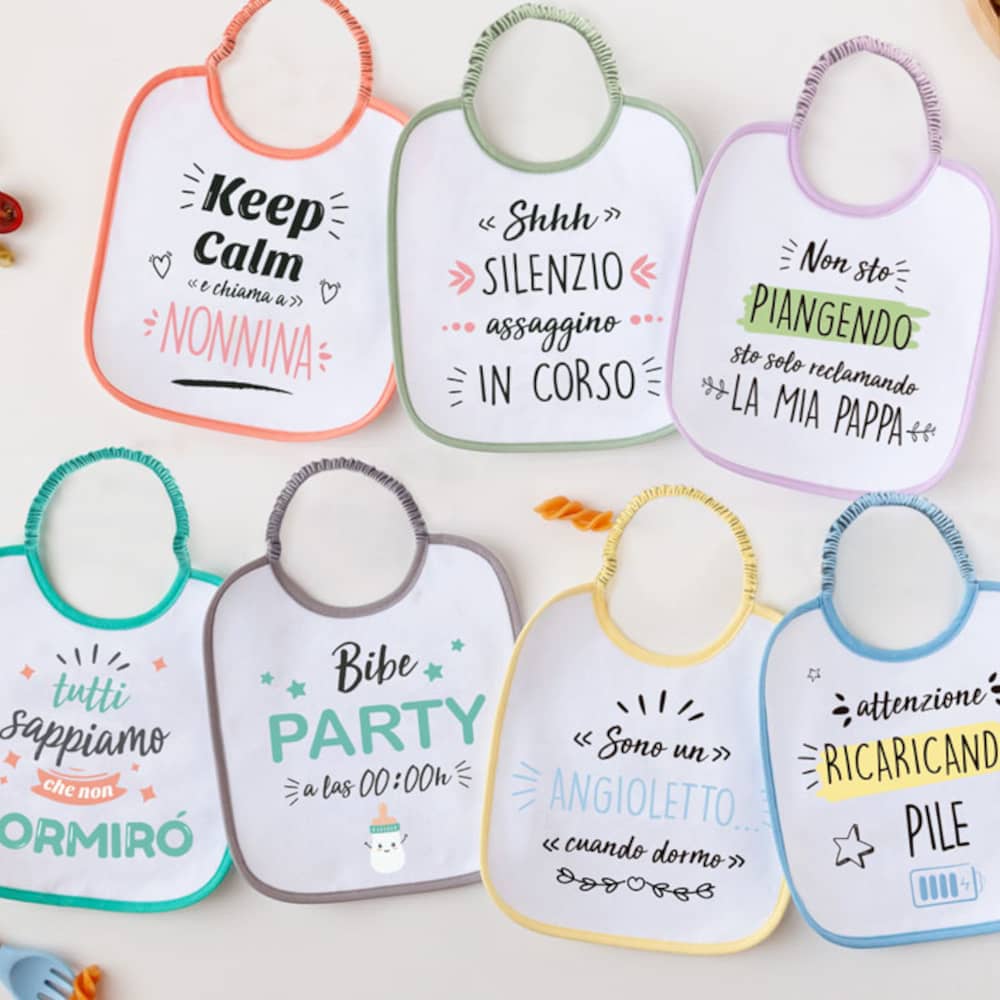 SET 7 BAVAGLINI BAMBINO IMPERMEABILI IN COTONE 