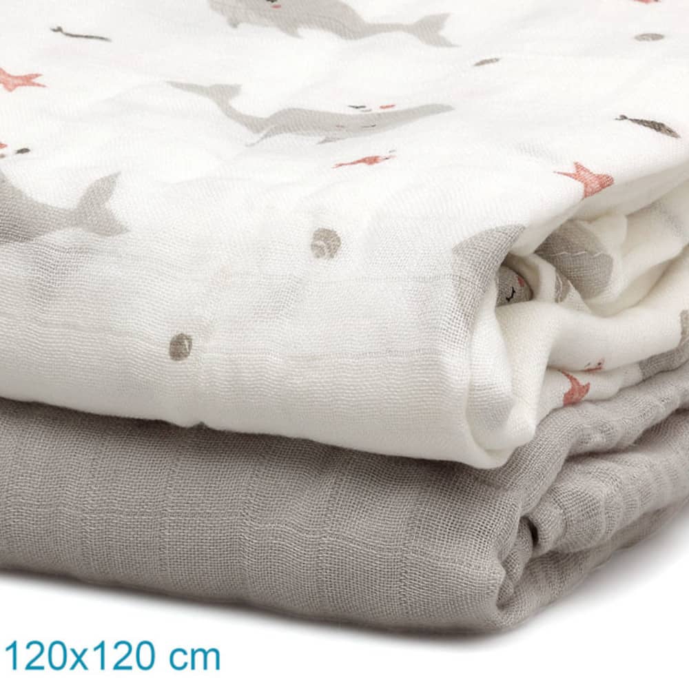 Set 2 Copertine in Mussola di Bamboo Grigio