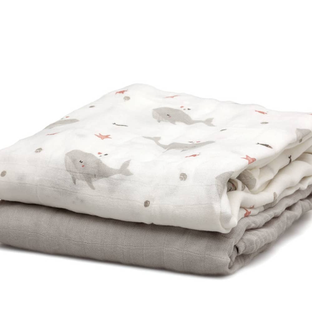 Set 2 Copertine in Mussola di Bamboo Grigio
