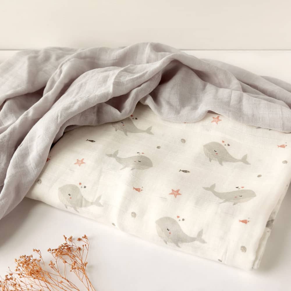 Set 2 Copertine in Mussola di Bamboo Grigio