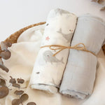 Set 2 Copertine in Mussola di Bamboo Grigio