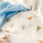 Set 3 Copertine Neonato in Mussola di Bamboo 70x70 cm - Celeste