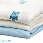 Set 3 Copertine Neonato in Mussola di Bamboo 70x70 cm - Celeste