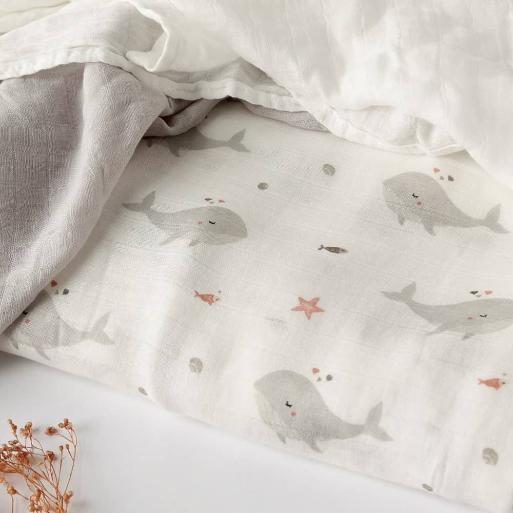 Set 3 copertine in mussola di bamboo - grigio - kiokids