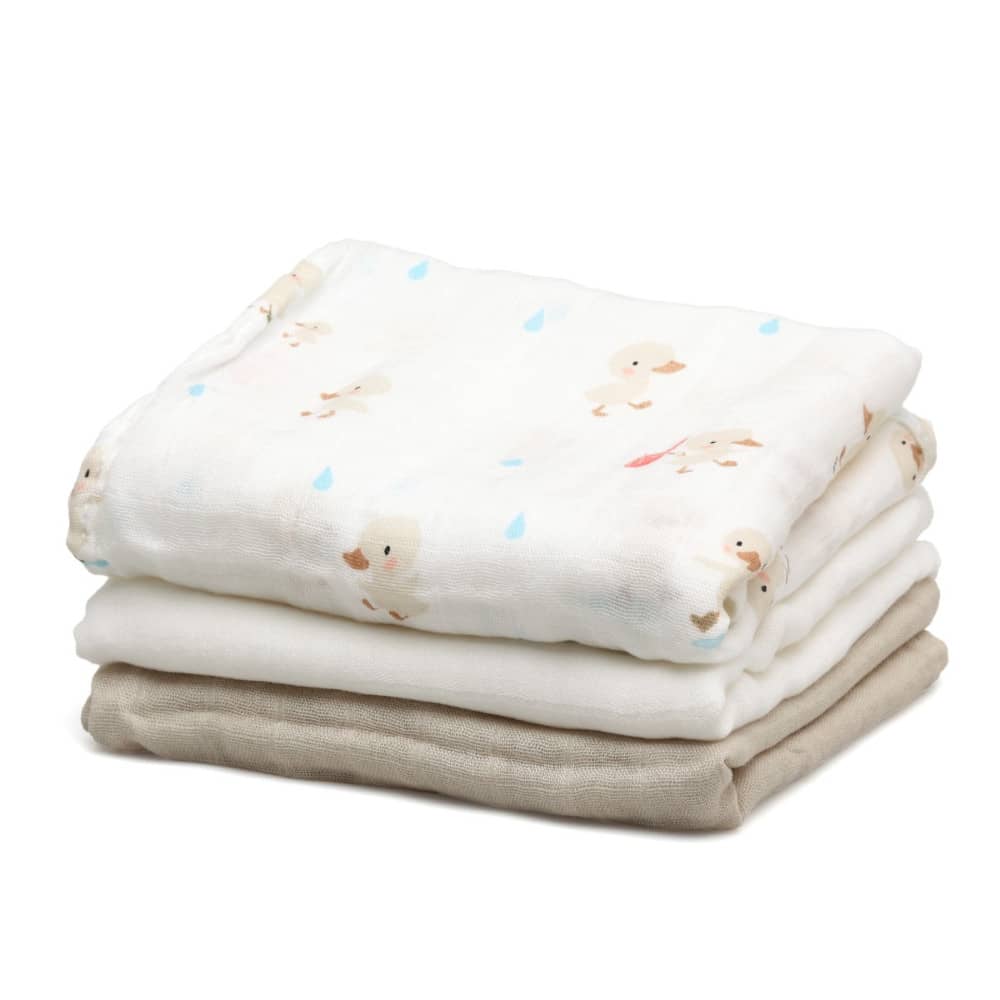 Set 3 copertine in mussola di bamboo - beige - kiokids