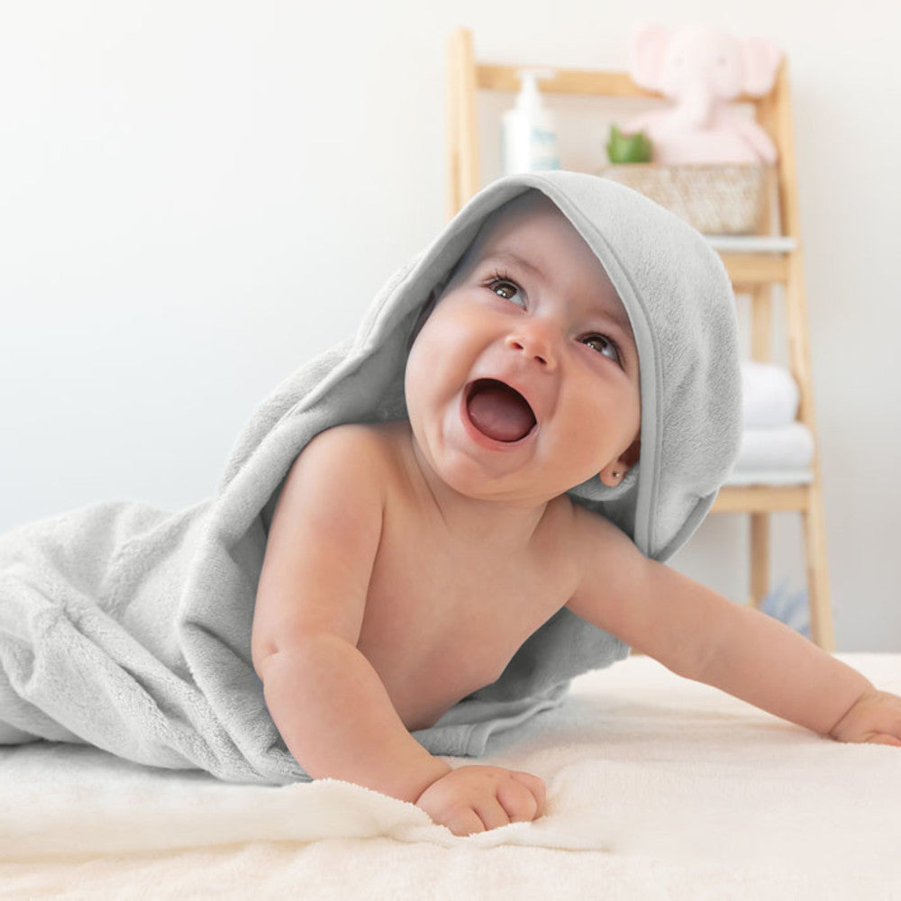 Accappatoio Neonato Asciugamano a Triangolo in Bamboo Grigio