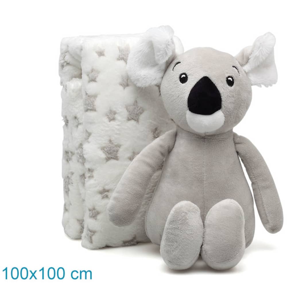 Set Regalo Nascita Copertina + Peluche Koala Grigio - Kiokids