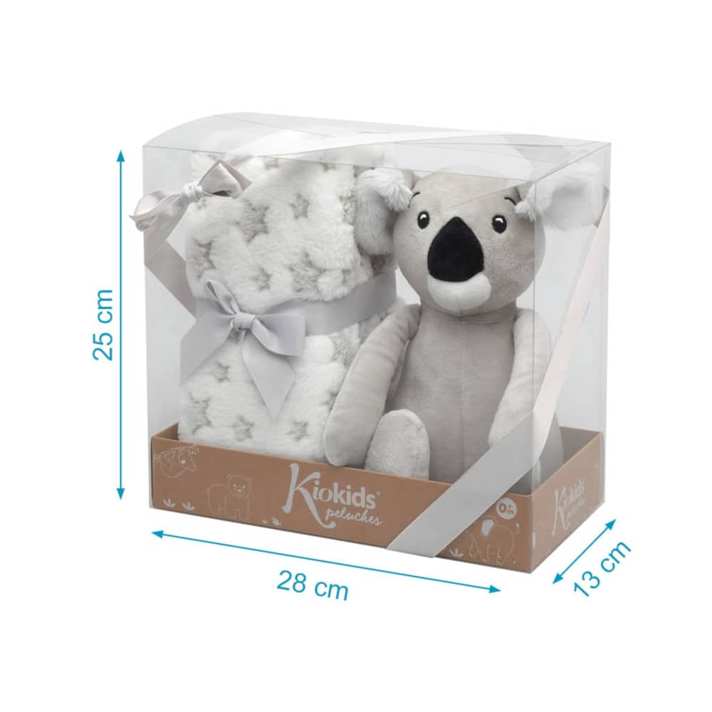 Set Regalo Nascita Copertina + Peluche Koala Grigio - Kiokids - Scatola