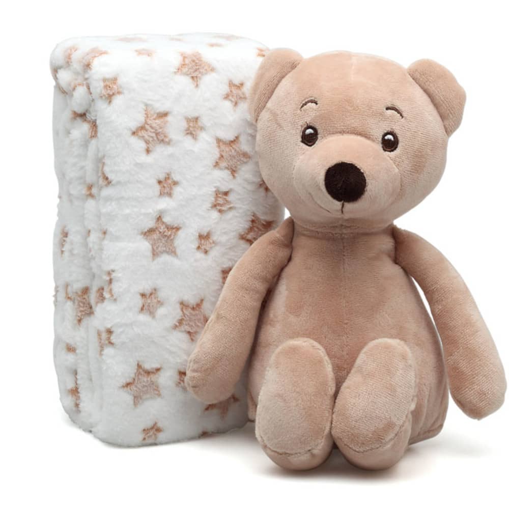 Set Regalo Nascita Copertina + Peluche Orsetto Marrone - Kiokids