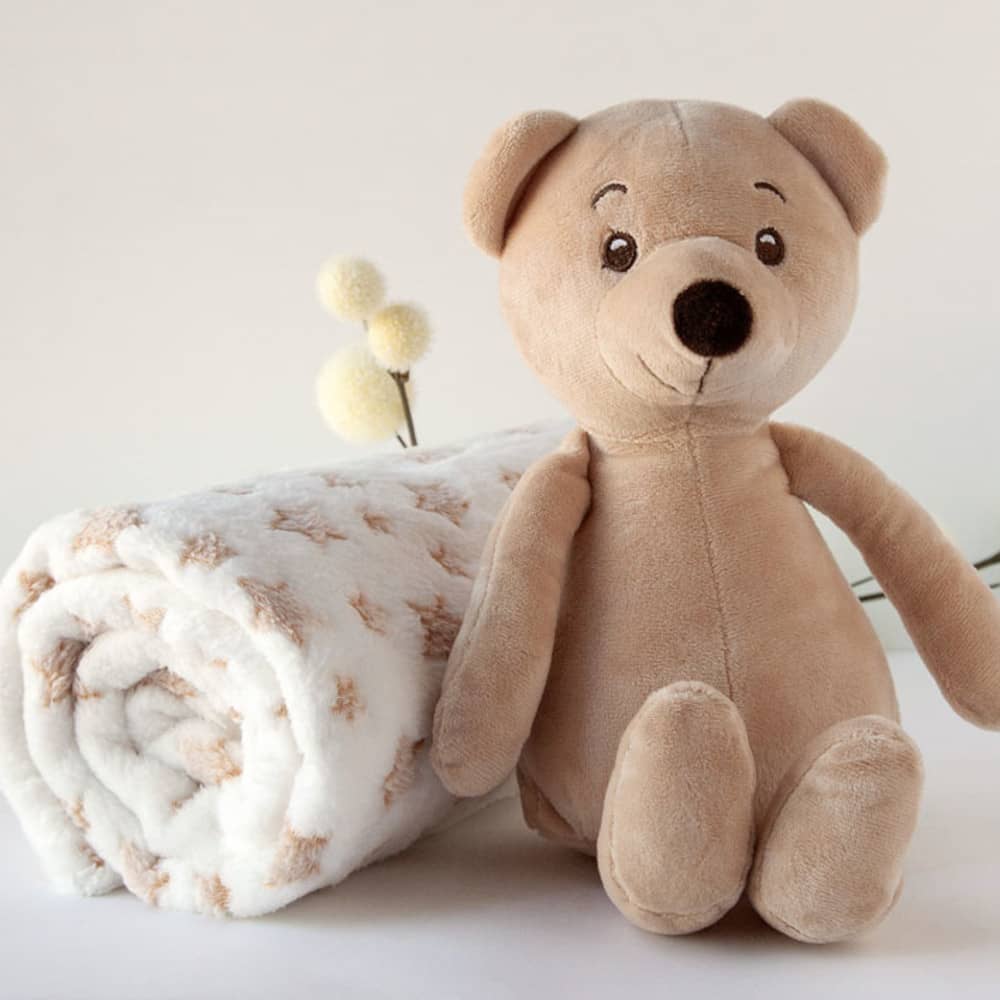 Set Regalo Nascita Copertina + Peluche Orsetto Marrone - Kiokids