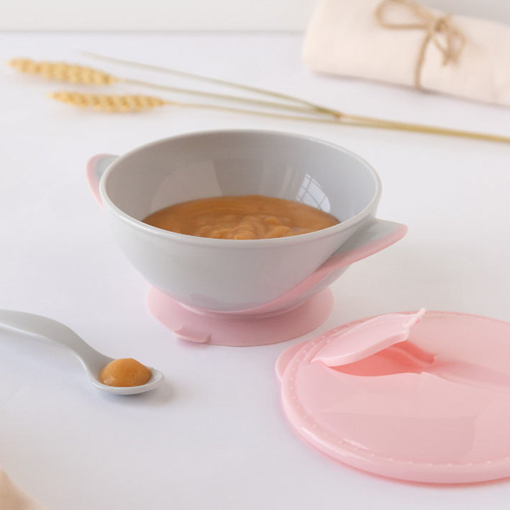 Set Ciotola con Ventosa e Cucchiaio Rosa