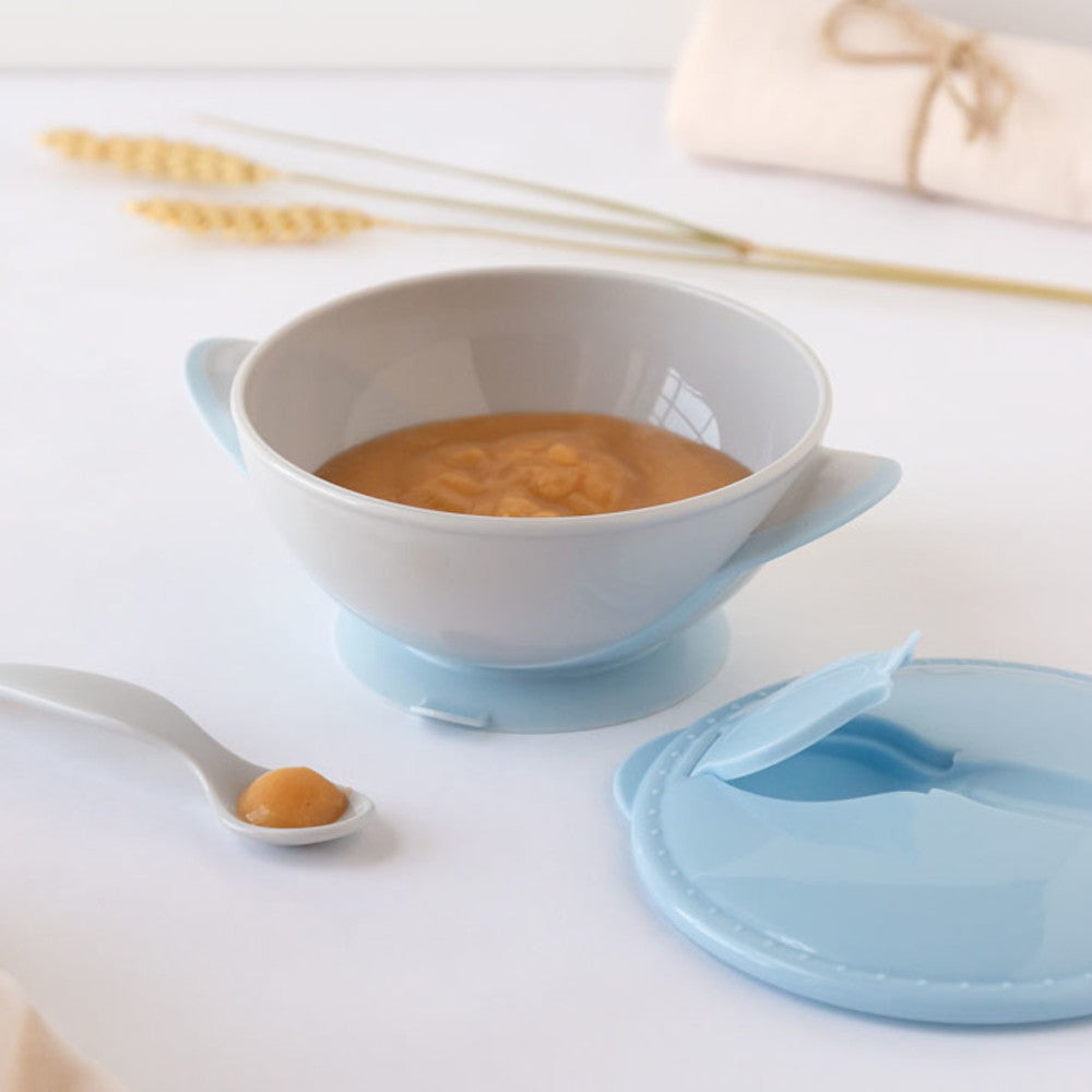 Set Ciotola con Ventosa e Cucchiaio celeste