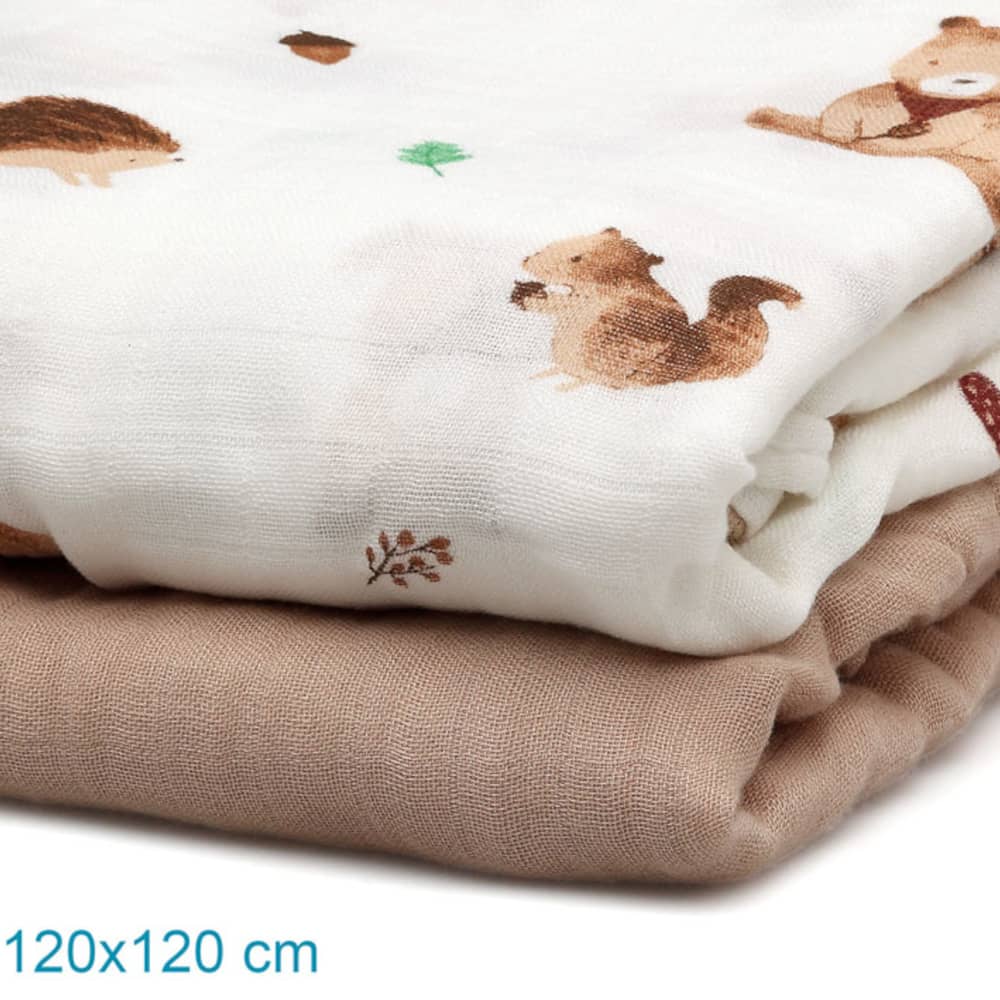 Set 2 Copertine in Mussola di Bamboo Marrone