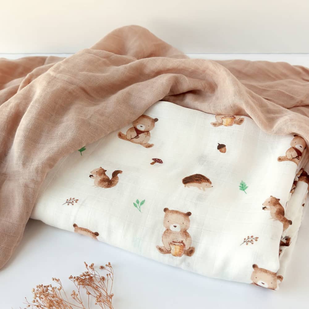 Set 2 Copertine in Mussola di Bamboo Marrone