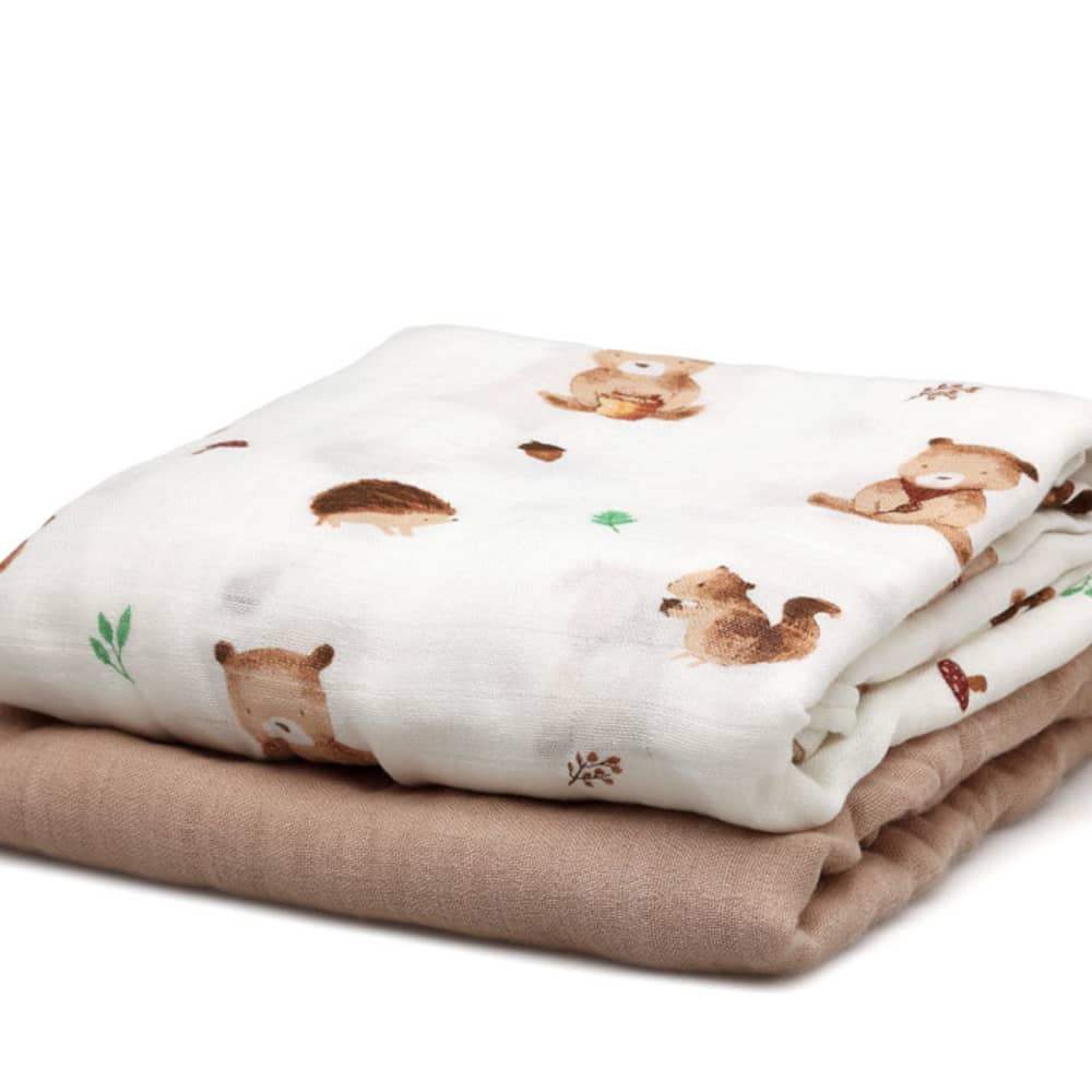 Set 2 Copertine in Mussola di Bamboo Marrone