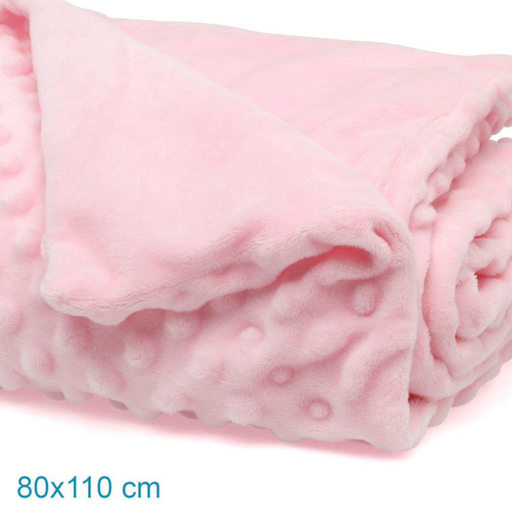 Copertina Neonato Nascita Culla Carrozzina in Pile Dots - Rosa - Kiokids