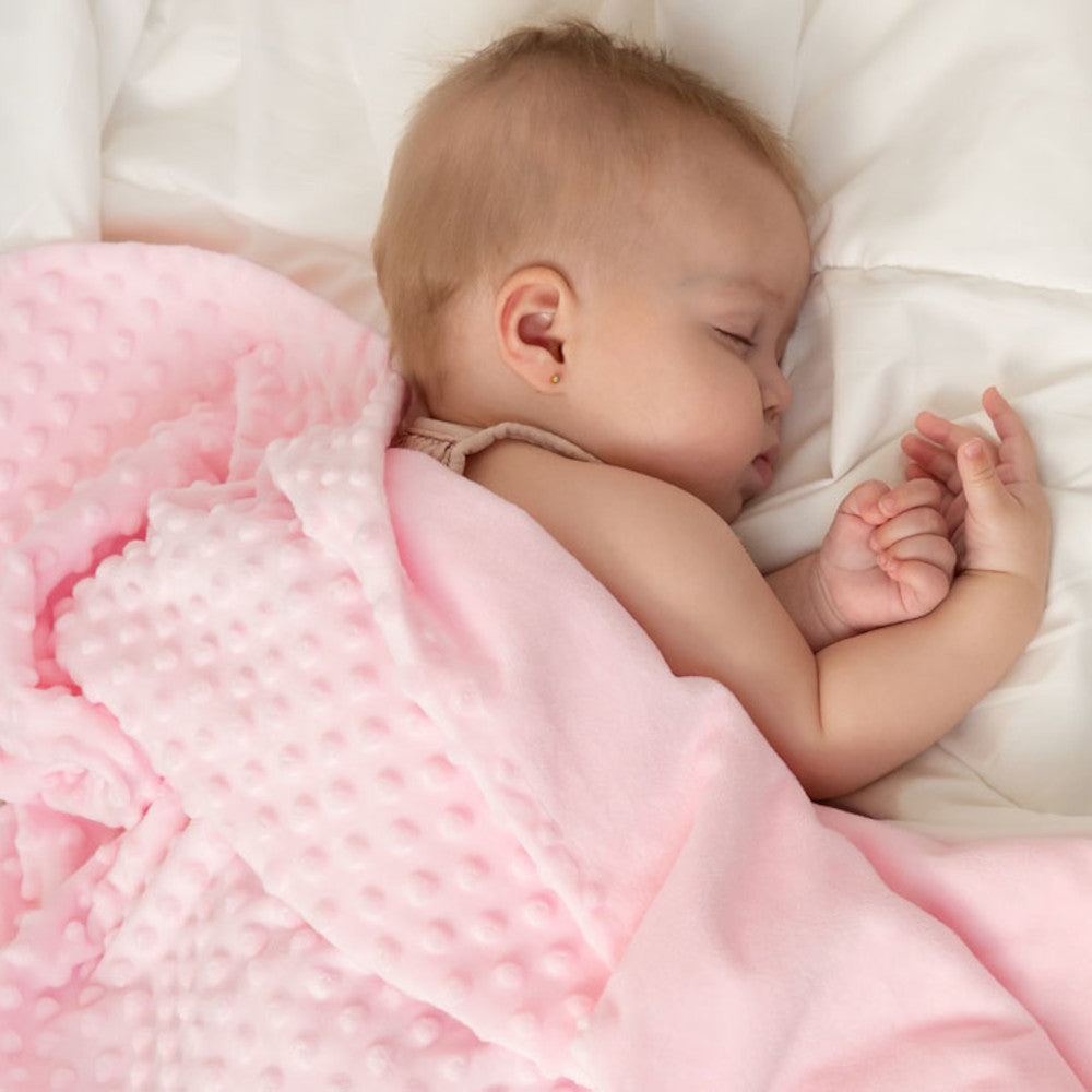 Copertina Neonato Nascita Culla Carrozzina in Pile Dots - Rosa - Kiokids