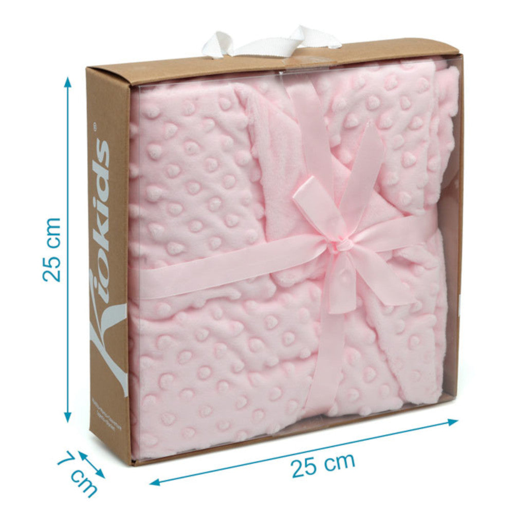 Copertina Neonato Nascita Culla Carrozzina in Pile Dots - Rosa - Kiokids