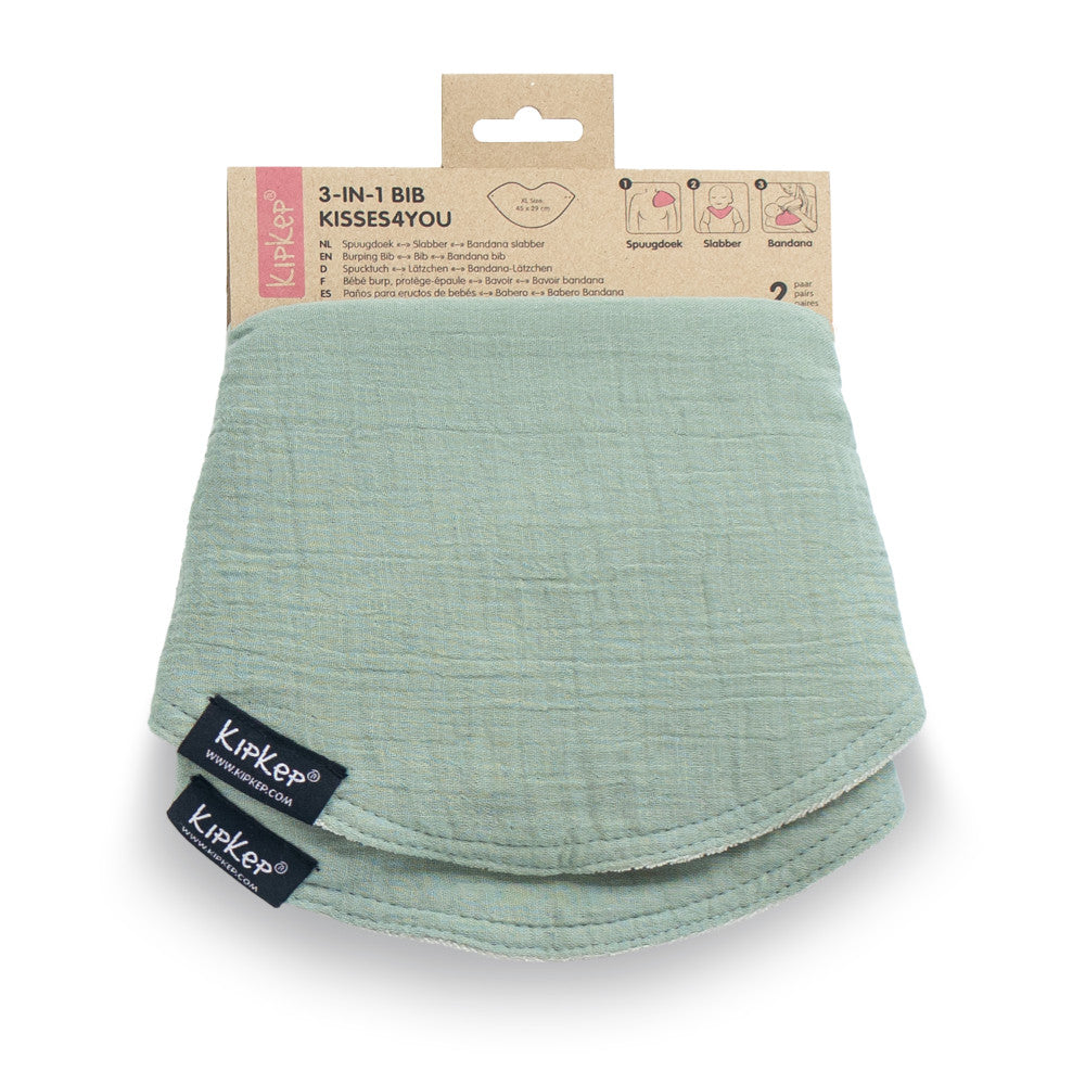 Bavaglino 3 in 1in cotone - panno anti rigurgito neonato - 2 pezzi - kipkep