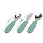 Posate Svezzamento in Acciaio - Verde - kiokids