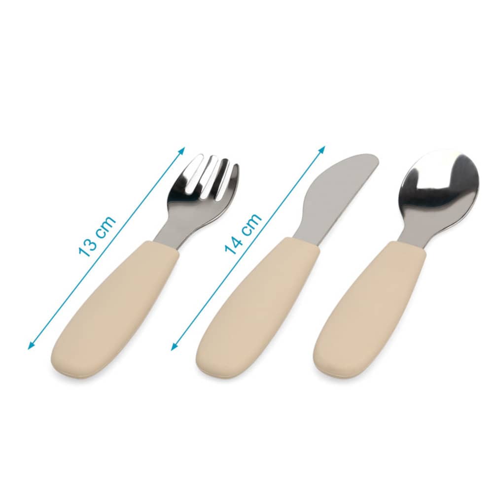 Posate Svezzamento in Acciaio - Beige - kiokids