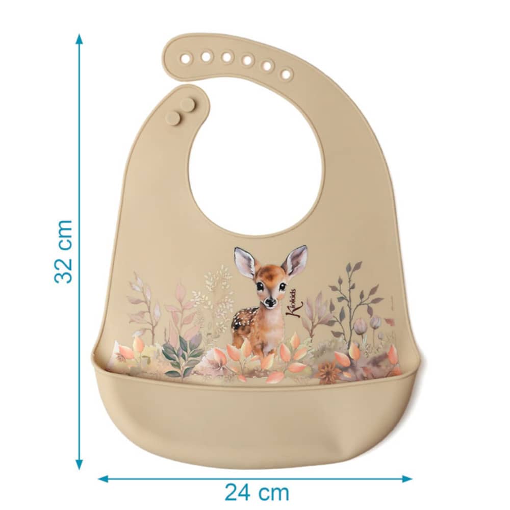 Bavaglino in silicone con tasca - beige - Kiokids