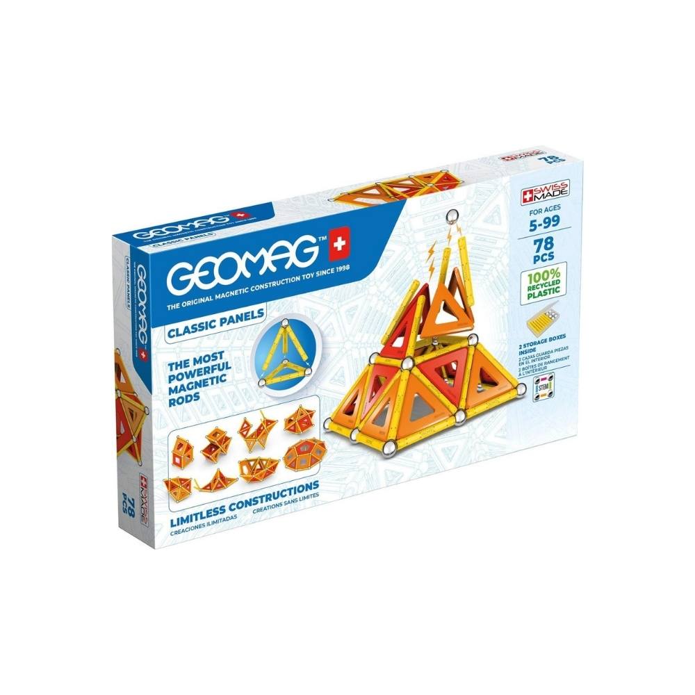 Costruzioni Magnetiche Bambini - Pacco da 78 Pezzi - Arancio - Geomag