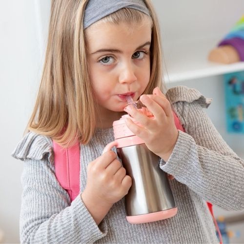 Bottiglia con Cannuccia per Bambini in Acciaio - Unicorno