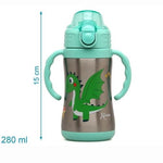 Bottiglia con Cannuccia per Bambini in Acciaio - Drago