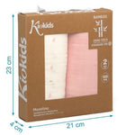 Set 2 Copertine Neonato in Mussola di Bamboo 120x120 cm - Rosa
