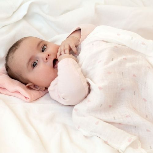 Set 2 Copertine Neonato in Mussola di Bamboo 120x120 cm - Rosa