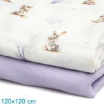 Set 2 Copertine Neonato in Mussola di Bamboo 120x120 cm - Lavanda